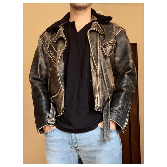 1980’s Leather Motorcycle Jacket (Brand-California 2BU) - L/XL - Picture 2 of 3
